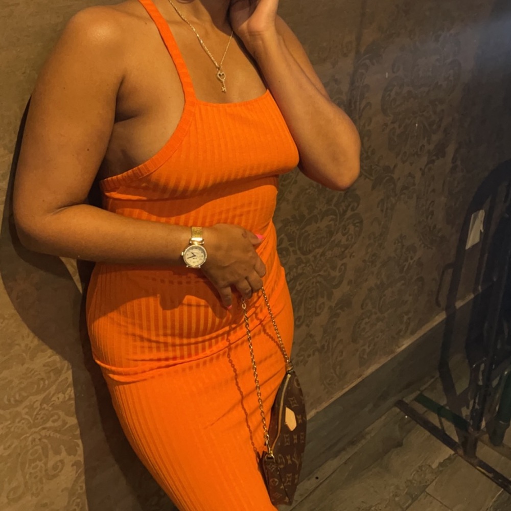 Beautiful orange summer dress! Worn once! Size small! Cross back! Slip on dress